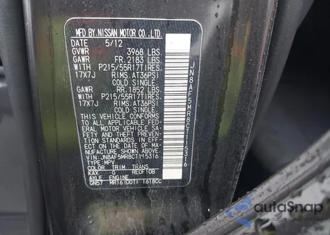 2012 Nissan Juke S from USA, damaged, VIN JN8AF5MR8CT115316